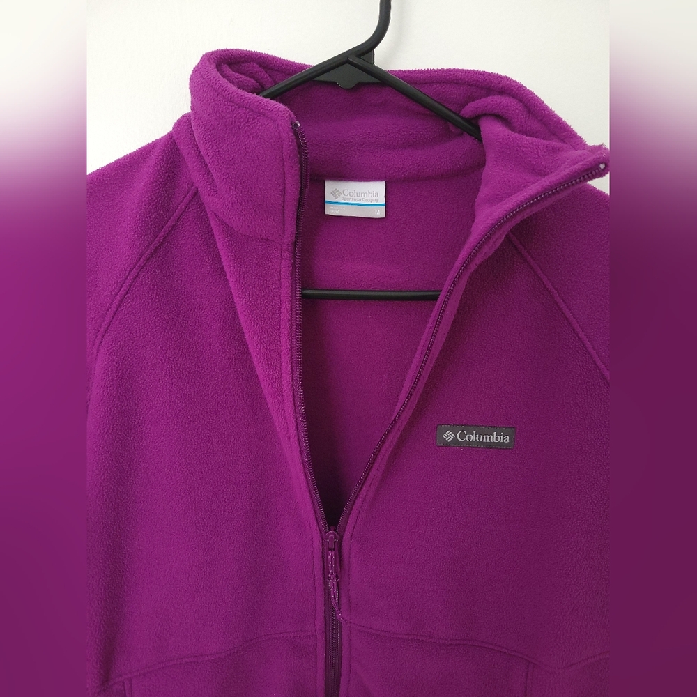 Columbia Magenta Full-Zip Fleece Sweater